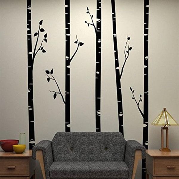 5 grandes árvores de bétula com galhos adesivos de parede para quarto de crianças removível arte de parede de vinil decalques de parede de berçário de bebê citações d641b 20120188t
