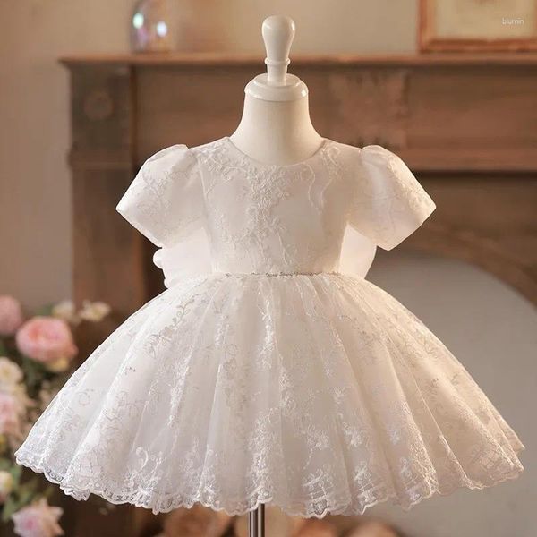 Mädchenkleider Baby-Taufkleid für Kleinkinder, weiße Spitze, 1 Jahr Geburtstag, Prinzessin, Party, Blume, elegantes Brautjungfern-Hochzeitskleid