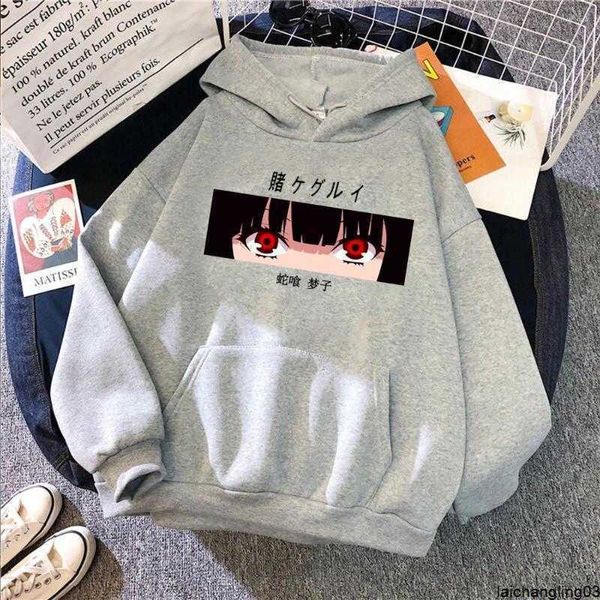 Herren Hoodies Sweatshirts Yumeko Jabami Augen Anime Cosplay Kakegurui Süße Pullover Tasche Kapuze Lässiger Solid Pullover 3eiw