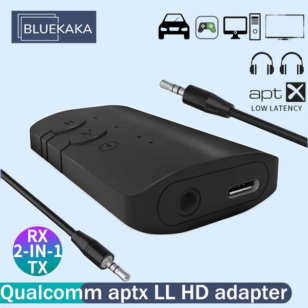 Connettori Ricevitore trasmettitore audio Bluetooth 5.2 Aptx Ll Hd Dongle adattatore wireless adattivo da 3,5 mm Aux Typec Jack per altoparlante per kit per auto TV