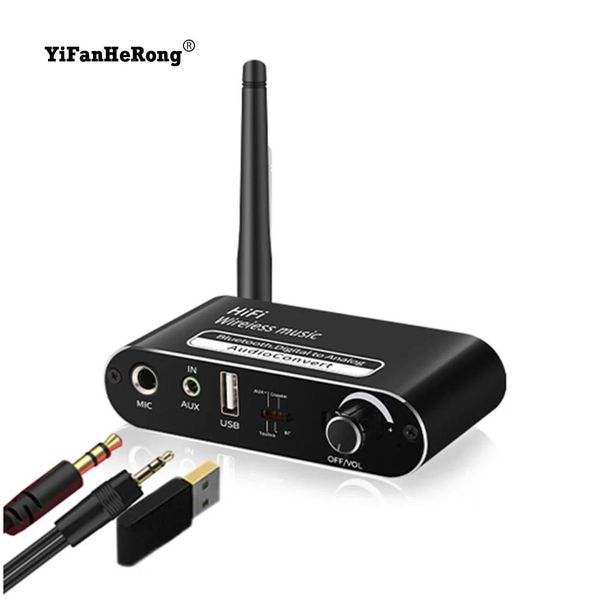 Lautsprecher Digital-zu-Analog-Audio-DAC-Konverter, optische Faser, koaxial auf 3,5 mm Aux-RCA für Verstärker, Lautsprecher, Bluetooth-kompatibler Empfänger