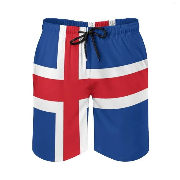 Herren-Shorts, Anime-Strand, Flagge von Island, locker, elastisch, kausal, lässig, Grafik, männlich, Basketball, verstellbarer Kordelzug, atmungsaktiv