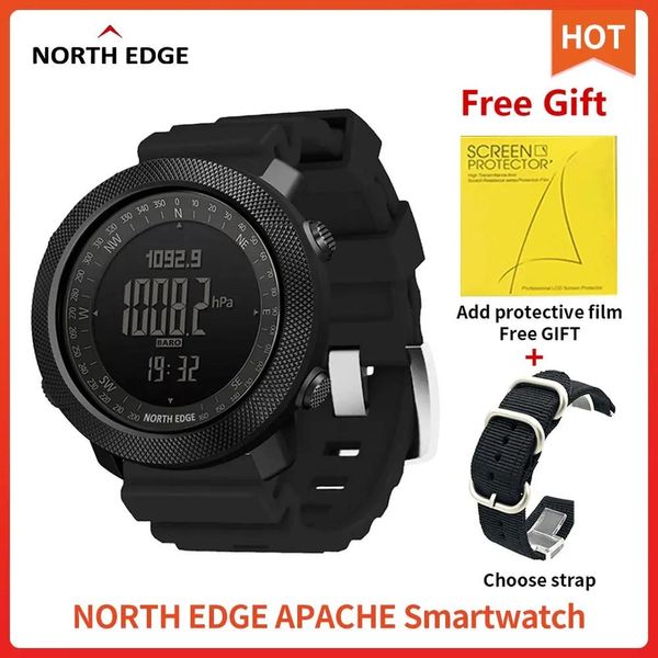 Часы North Edge Apache, умные часы, мужские спортивные умные часы для бега, скалолазания, плавания, компас, альтиметр, барометр, водонепроницаемые, 50 м