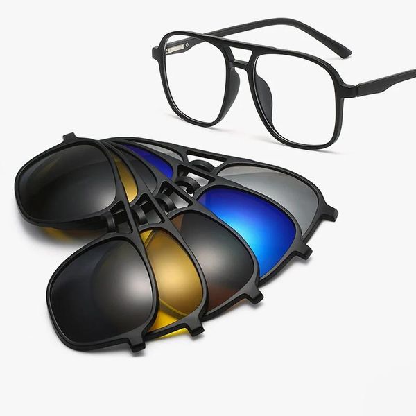 Sonnenbrillen Hdcrafter 6 in 1 Tr90 optische Brillengestelle magnetische Clip-on-Sonnenbrillen Herren Damen verschreibungspflichtige polarisierte Sonnenbrillengestelle