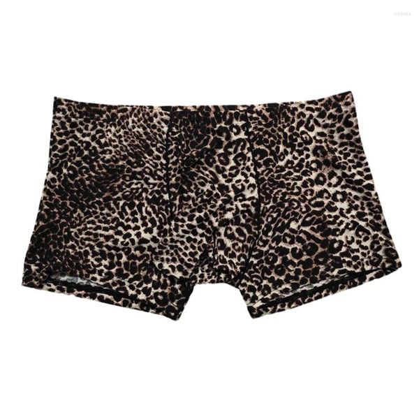 Cuecas homens leopardo impressão sexy roupa interior u bolsa boxer briefs calcinha bulifting lingerie erótica roupas interior wear