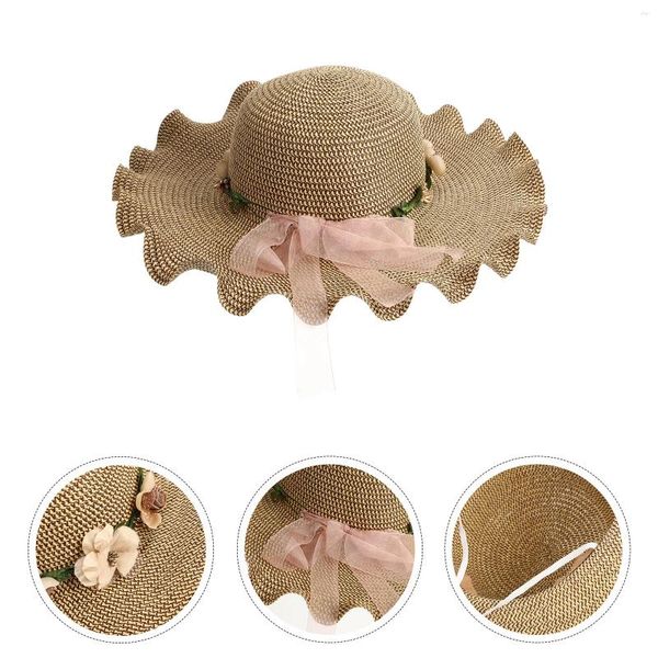 Berets 1Pc Chic Beach Hat Elegante Sun Block Grande Proteção de Palha