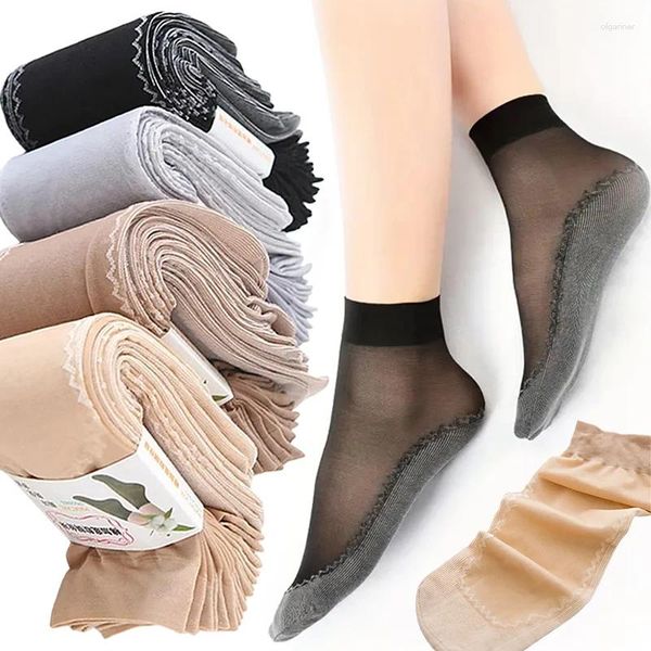 Kadın Çoraplar Yaz Yumuşak İpek Pamuk Nefes Üstü Alt Slip Şeffaf Bayanlar Kısa Çorap Naylon Terlik Çorap