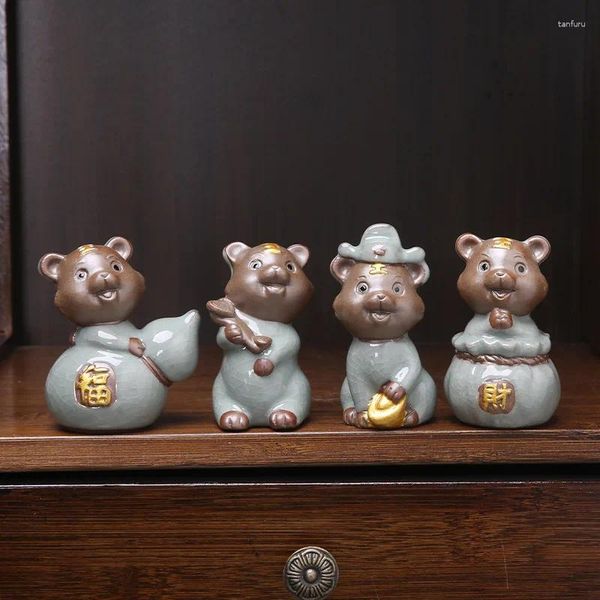 Animali di tè Ceramica Anno per animali domestici della Tiger Lucky Mascot Figurine carine artigianato per amante della camera/casa/decorazione auto