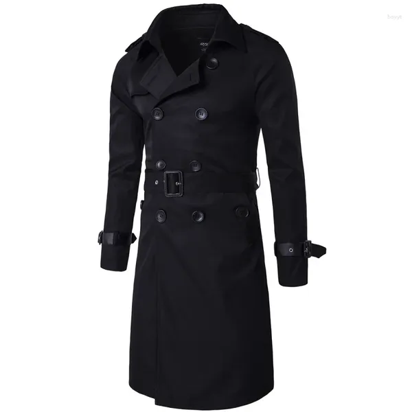 Jaquetas masculinas 2024 primavera e outono desgaste europeu americano longo ajuste duplo breasted trench coat