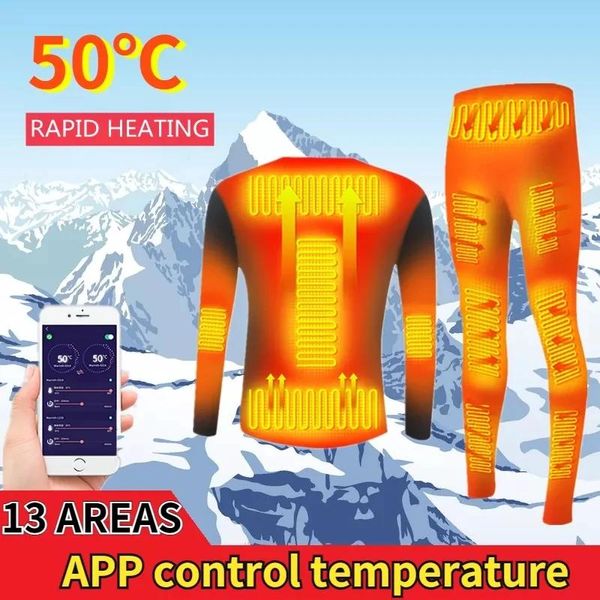 Jacken Winterjacke erhitzte thermische Unterwäsche Männer Anzug Smartphone App Control Temperatur Moto USB Fleece Motorradjacke Neu