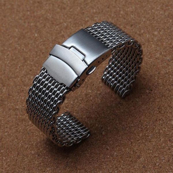 Shark Mesh-Uhrenarmband-Armbänder, spezielle End-Sicherheitsschnalle, 18 mm, 20 mm, 22 mm, 24 mm. Die Länge der Uhrenarmbänder kann für Männer nicht angepasst werden. Stunden309N