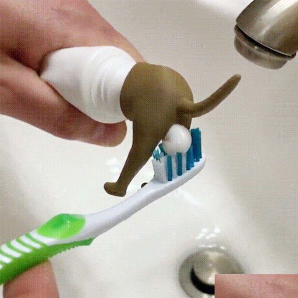 Portaspazzolino Poo Dog Butt Tootaste Topper Cap Vomito Dispenser Animali Divertenti Gadget Regalo per gli amici Drop Delivery Home Garden Dhksa