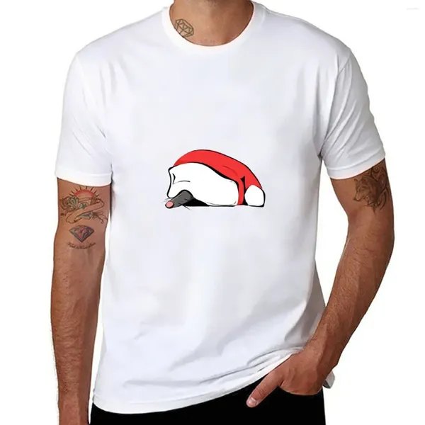Erkek polos fare ile Noel Baba ile Hat T-Shirt Yaz Giysileri Bir Erkek İçin Sevimli Kısa Kollu Tshirts Erkekler
