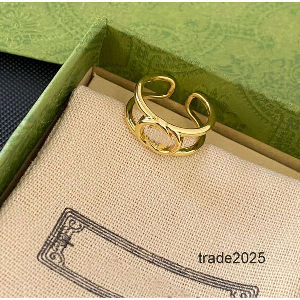 Anel de designer anéis de banda de luxo para mulheres homens moda tendência marca carta aços selo 18k banhado a ouro casal presente de feriado acessórios de jóias abertura tamanho ajustável