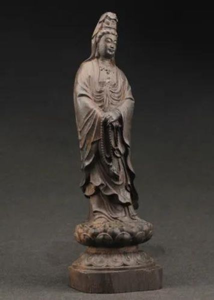 Crafts China Hervorragende große, dekorierte Handarbeit alte Ebony Holz geschnitzt Kwanyin Hervorragende Statue
