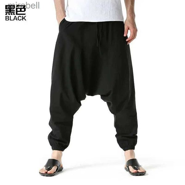 Calças masculinas 4 cores! Homens Hiphop Harem Pants Baggy Casual Yoga Loose Drop Crotch Calças YQ240108