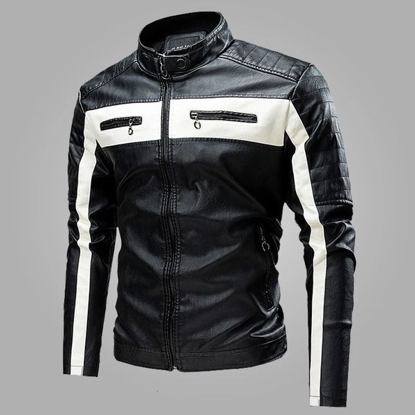 Jaqueta de motocicleta masculina bomber motociclista jaquetas de pele falsa designer casaco homem velo piloto vintage luxo preto casaco de couro 240106