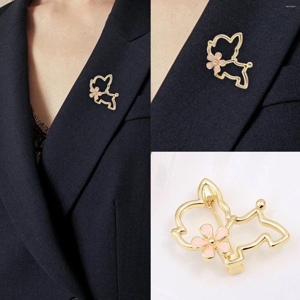 Broschen Gold Farbe Hohl Hund Brosche High-end-Anzug Pins Koreanischen Stil Corsage Für Frauen Mode Kleidung Zubehör Schmuck