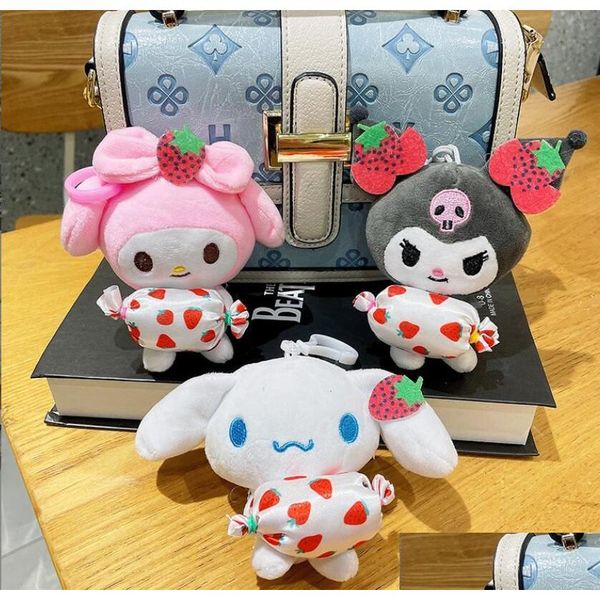 Peluş anahtarlıklar ins sevimli cinnamoroll kuromi p anahtarlık takı okul çantası sırt çantası süsü askı çocuk oyuncak hediyeler yaklaşık 12 cm drop deliv dhoww