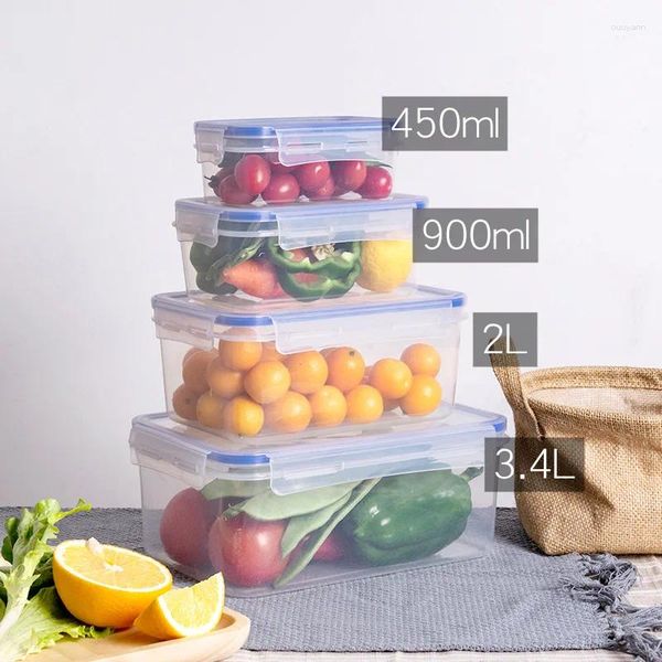 Yemek takımı mühürlü depolama plastik kaplar kaleci kutular meyve ve sebzeler hava geçirmez taze su geçirmez mutfak eşyaları