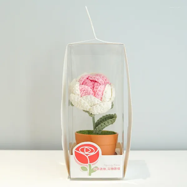 Fleurs décoratives tricotées artificielles finies tissées à la main, fil de simulation fait à la main, Rose tournesol, décor de mariage, 1 pièce