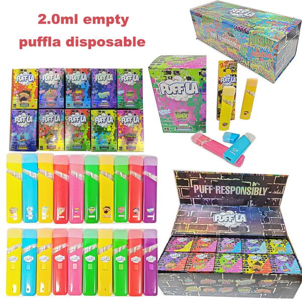 puffla usa e getta penna vape e sigaretta 1ml vuoto usa e getta vapes cartuccia cartucce carrelli bobina in ceramica 280mah batteria ricaricabile con pakaging 10 colori