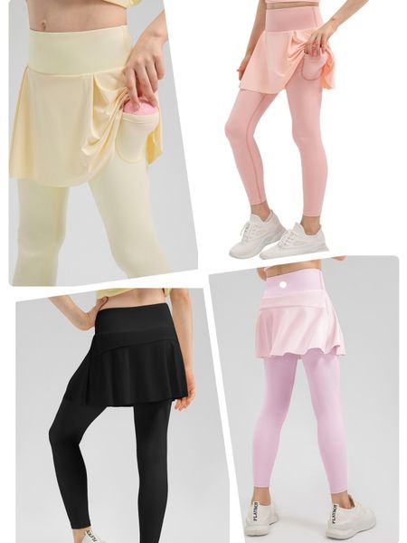 LU-1885 Mädchen-Jogginghose, gefälschte zweiteilige Cloud Sense, hautfreundliche Yoga-Hose, Rock, Sonnenschutz, schnell trocknende Outdoor-Jogginghose