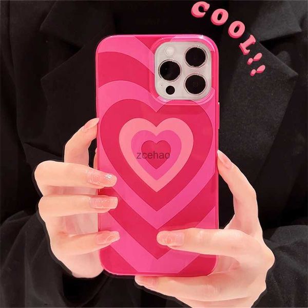 Casos de telefone celular bonito gradiente rosa doce amor coração telefone caso para iphone 11 caso iphone 13 12 15 14 pro xs max x xr 7 8 plus se 2022 capa macial240105