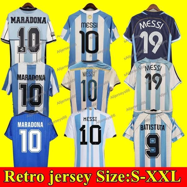 Argentina Camisetas de fútbol retro Maradona Kempes Batistuta Riquelme KUN AGUERO AIMAR Camiseta de fútbol vintage 1978 1986 1994 1998 2000 2001 2002 _Jersey