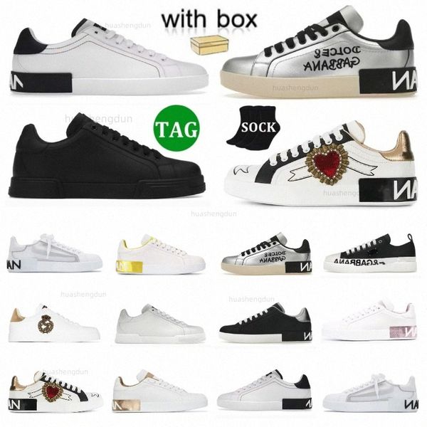 Scarpe casual firmate Bianco Nero Corona Patch Oro bianco Cuore Argento Uomo donna Z3ar #