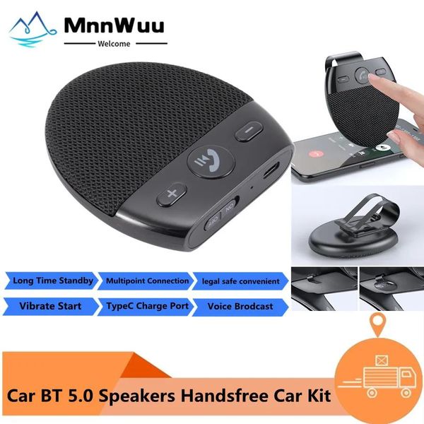 Alto -falantes veículos sem fio Carro Bluetooth v5.0 alto -falantes Handsfree Car kit de carro Handsfree Bluetooth Speakerphone