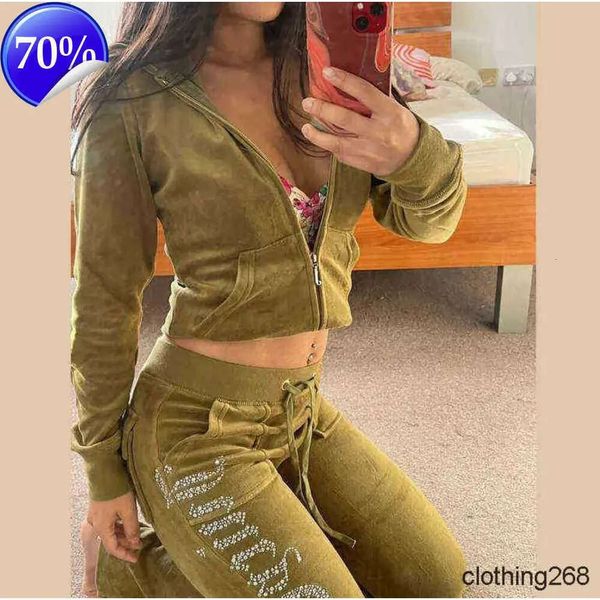 Mulheres Tracksuits Suculento Tracksuit Verão Marca Costura Terno Veet Velour Mulheres Track Hoodies e Calças Met 2024 6398ess