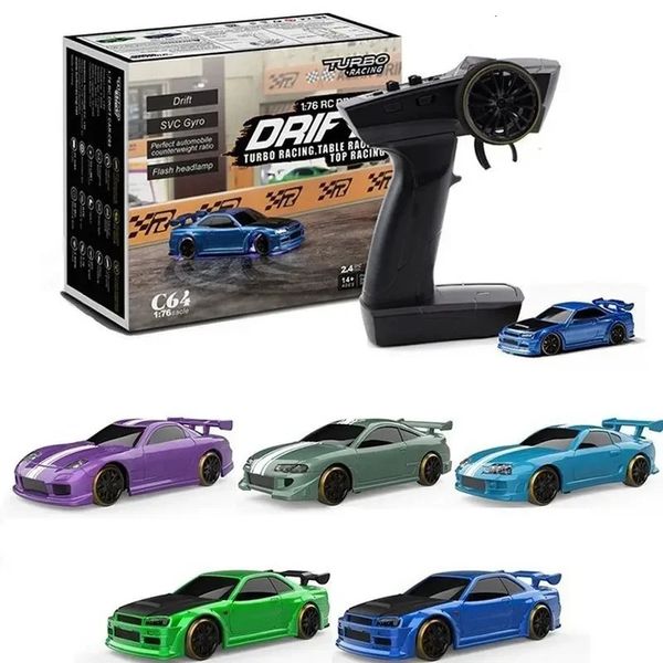 Turbo Racing 1/76 Mini Carro de Controle Remoto Drift C61c62c63c64 Pequena Unidade Traseira Proporcional Jdm Brinquedo Presente Seguro e Confiável 240106