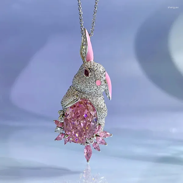 Anhänger S925 Silber 12 16 Rosa Diamant High Carbon Luxus Set Mit Voller Halskette Anhänger Großhandel Für Frau