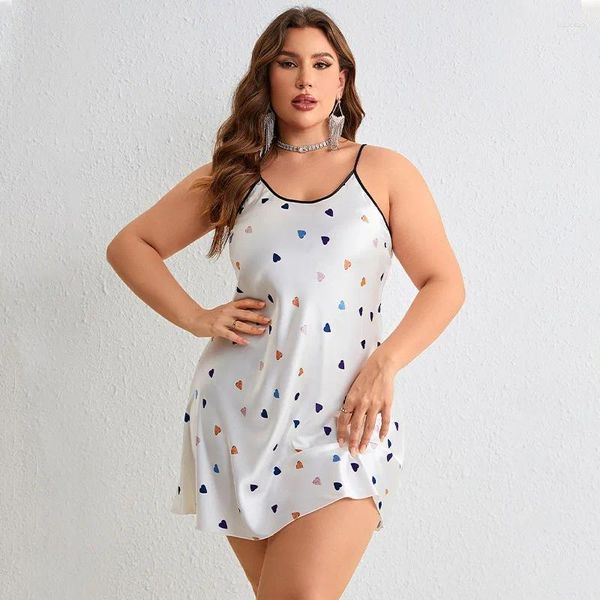 Pijamas femininos oversize 5xl sexy cinta camisola senhora vestido de sono impresso camisola verão feminino nightwear loungewear