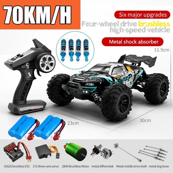 Carro Rc Off Road 4x4 Alta Velocidade 75KMH Controle Remoto com Farol LED Brushless 4WD 116 Monster Truck Brinquedos para Meninos Presente 240106