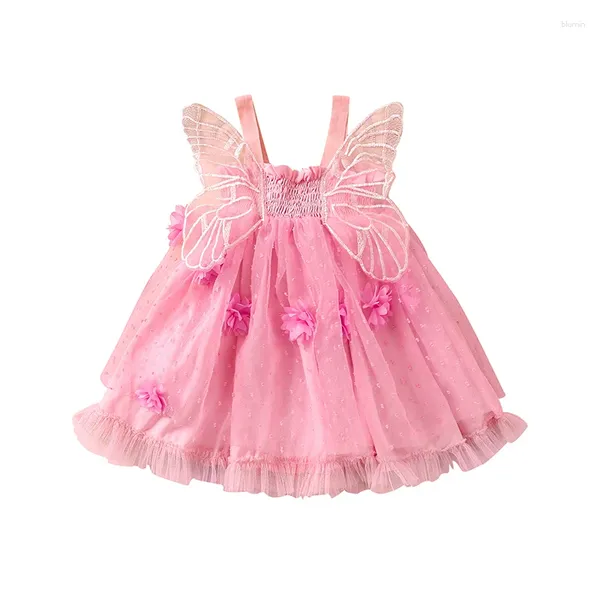 Mädchen Kleider Kleinkind Baby Prinzessin Kleid Ärmelloses 3D Blumen Party Fee Kostüm Mit Flügeln