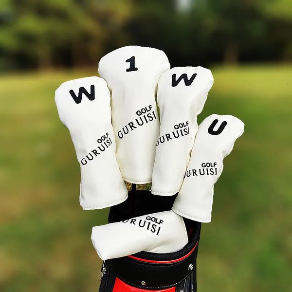 Golf Woods Schlägerhauben Abdeckungen für Fahrer Fairway Putter 135UT Schläger Set Köpfe PU Leder Unisex Einfache Golf Eisen Kopf Abdeckung 240108