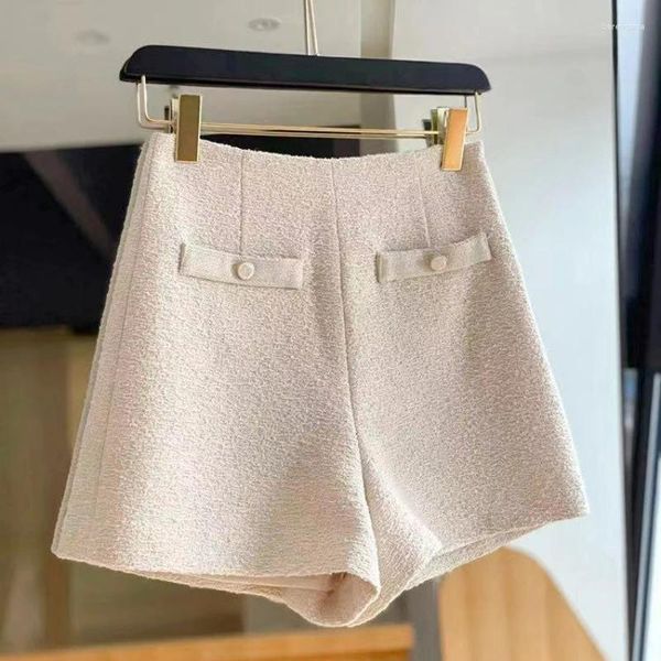 Damen-Shorts für Damen, Frühling und Sommer, Sonderpreis, Tweed-Reißverschluss, hohe Taille