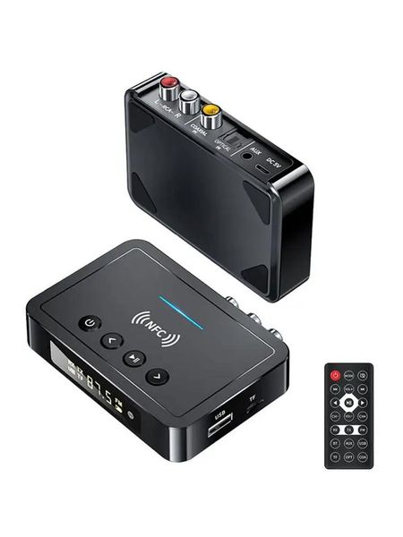 Conectores para receptor bluetoothcompatível, transmissor 5.0 fm áudio estéreo aux 3.5mm jack rca adaptador óptico sem fio controle remoto