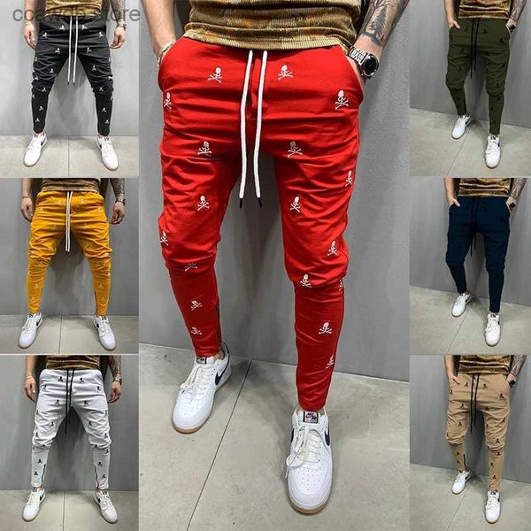 Calças masculinas streetwear calças de jogging halloween temático impressão esportes masculinos jogging calças de algodão fino ajuste outerwear calças t240108