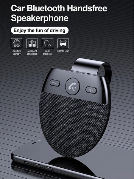 Alto-falantes handsfree bluetooth receptor de áudio sem fio viseira de sol bluetooth adaptador de alto-falante do carro multiponto viva-voz manos libres coche
