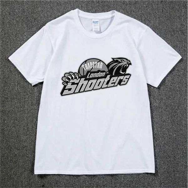 Homens camisetas Trapstar Londres Camisa de Algodão Homens Mulheres Verão Manga Curta Hip Hop Streetwear Harajuku Solto Tops Tees Branco Atacado de Alta Qualidade