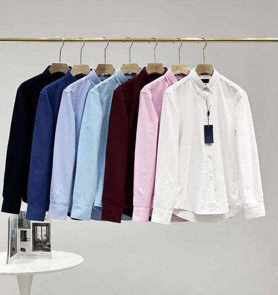 Camisas masculinas top cavalo bordado blusa manga longa cor sólida fino ajuste casual roupas de negócios camisa de mangas compridas moda marca roupas6578