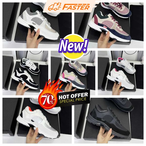 Chans Designer sneaker Scarpe da corsa casual Nuova suola spessa Moda Color block Testa tonda Allacciatura taglio basso Innalzamento Versatile antiscivolo Alla moda