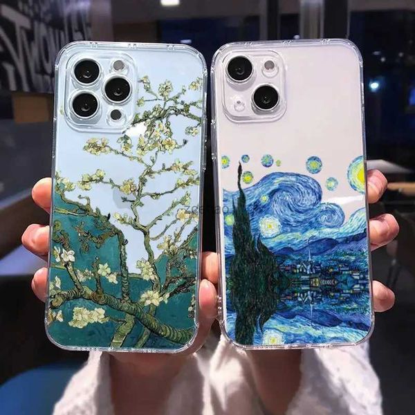 Handyhüllen Kunst Van Gogh Ölgemälde Telefonhülle Transparent weich für iPhone 11 13 12 14 Pro Max Mini PlusL240105