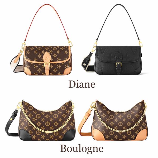 DHgate Роскошная сумка Boulogne LOOP Diane Дизайнерская сумка через плечо кошелек на цепочке Ivy Женская сумка-клатч через плечо 10a мужская кожаная коричневая сумка с цветком в форме полумесяца