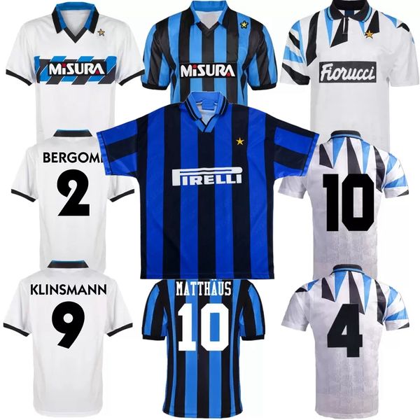 1988 1989 1990 91 92 93 94 95 96 97 Inter retro camisa de futebol Brehme Bergomi Matthaus Berti Zenga Serena Klinsmann RECOBA ZANETTI milan camisa de futebol clássica vintage
