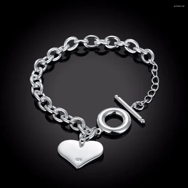 Link Armbanden 925 Sterling Zilveren Hart Voor Vrouwen Bruiloft Souvenir Luxe Sieraden Kerst Artikelen Sieraden