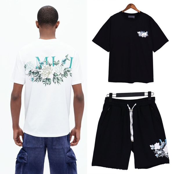SS's neues MiriT-Shirt, Rundhals-Shorts, Shorts mit Kordelzug und Blumenmuster, Herren- und Damen-Pullover, dünne sportliche, kurzärmelige, lockere, lässige Strand-Capris-Top-Kleidung